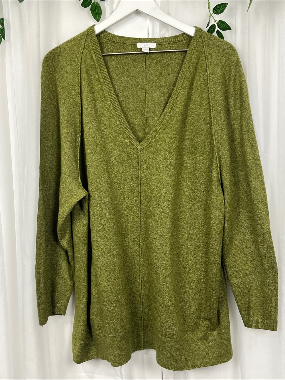 J. Jill Pullover Vneck Sweater 2X Long Sleeves Ribbed Hem Relaxed Casual EUC